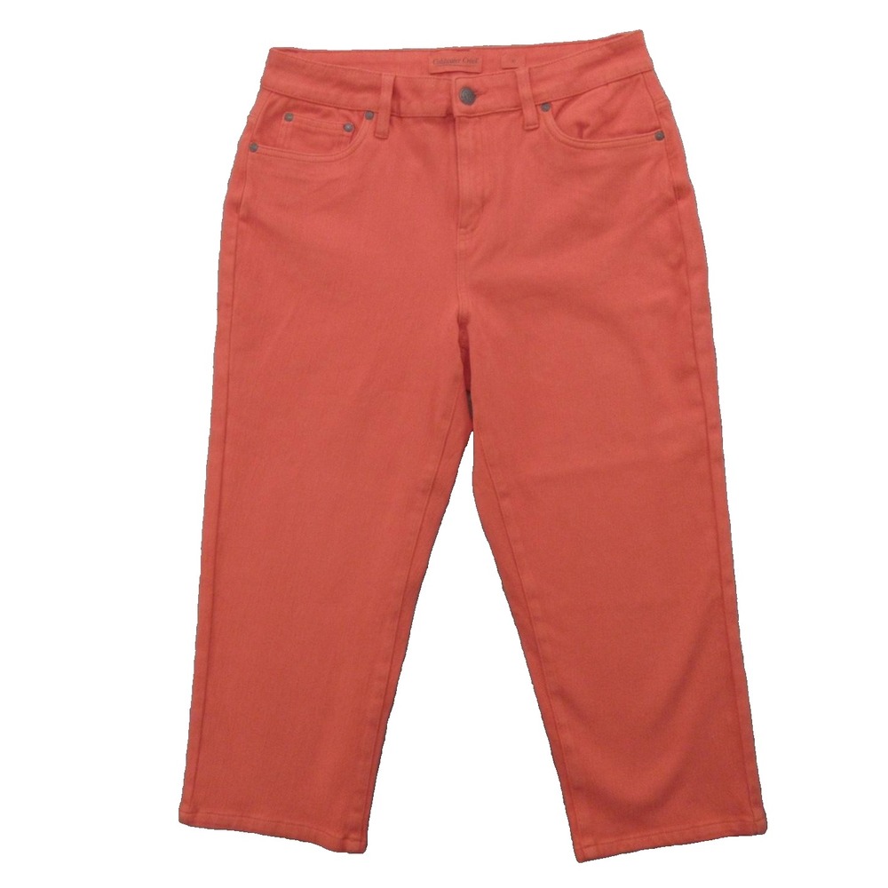 Coldwater Creek Pants Womens 10 Orange Knit Denim High Rise Cropped Straight